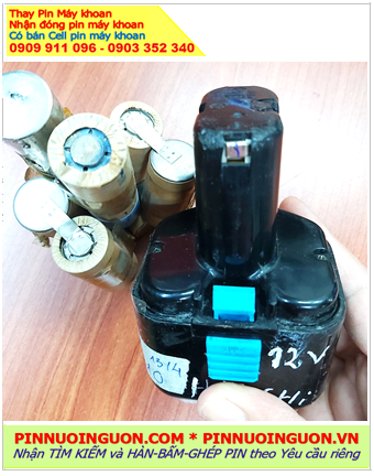 Hitachi 12v 2000mAh, Pin máy khoan Hitachi 12v 2000mAh _Nhận đóng pin máy khoan Hitachi (Pin sạc NiMh 12v 2000mAh)